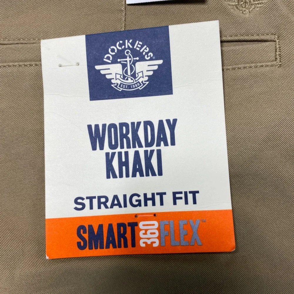 Dockers Workday Khaki Mens 38x34 Tan Straight Fit Smart 360 Flex Chino Pants NEW